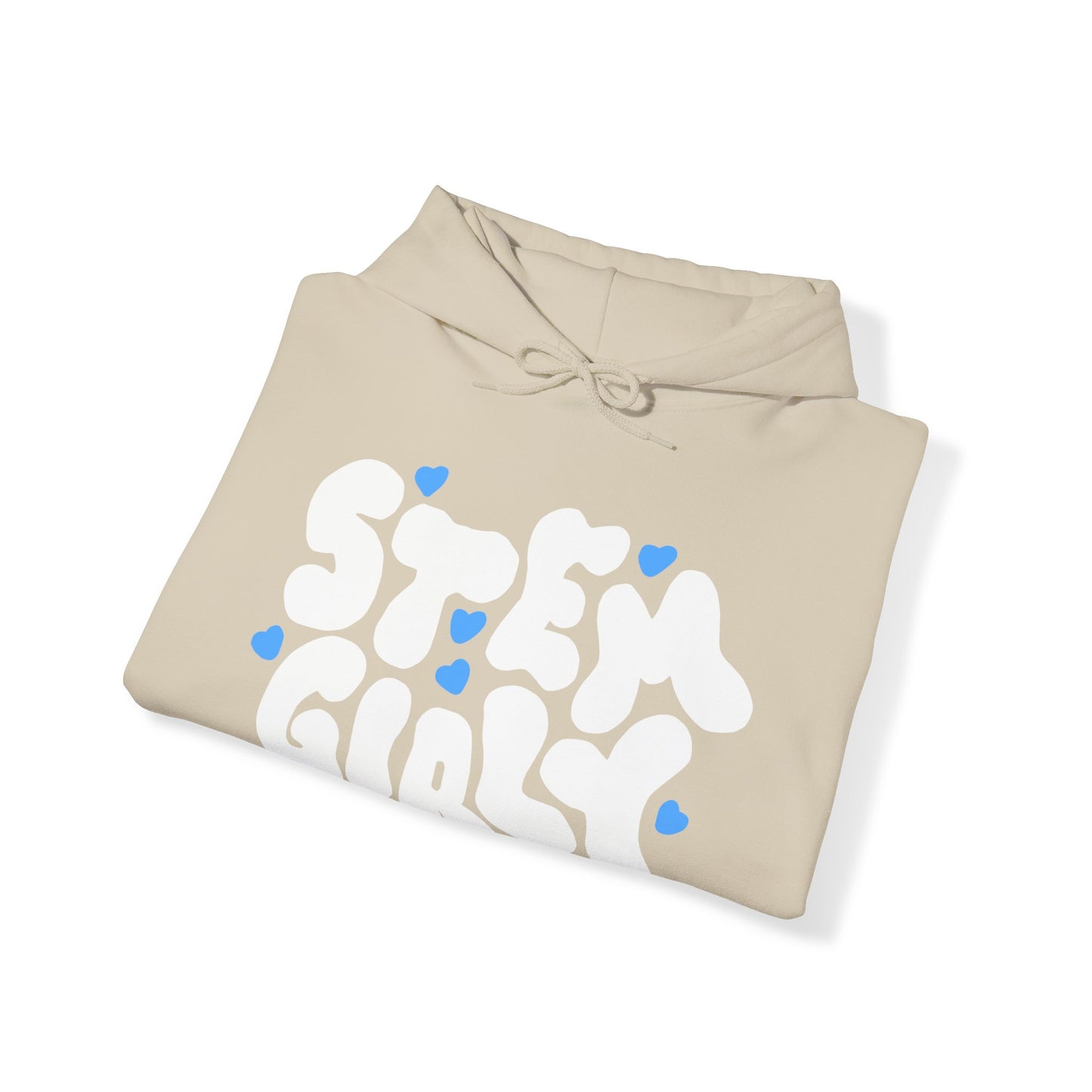 ‘STEM Girly’ in White with Blue Hearts