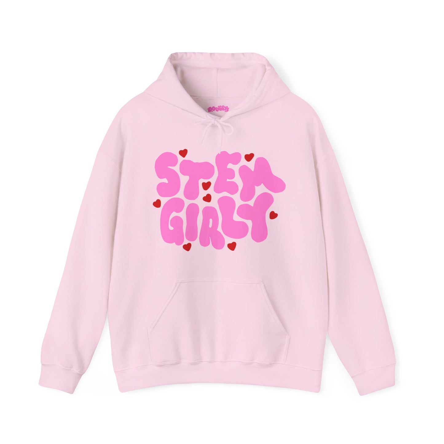 ‘STEM Girly’ in Pink with Red Hearts