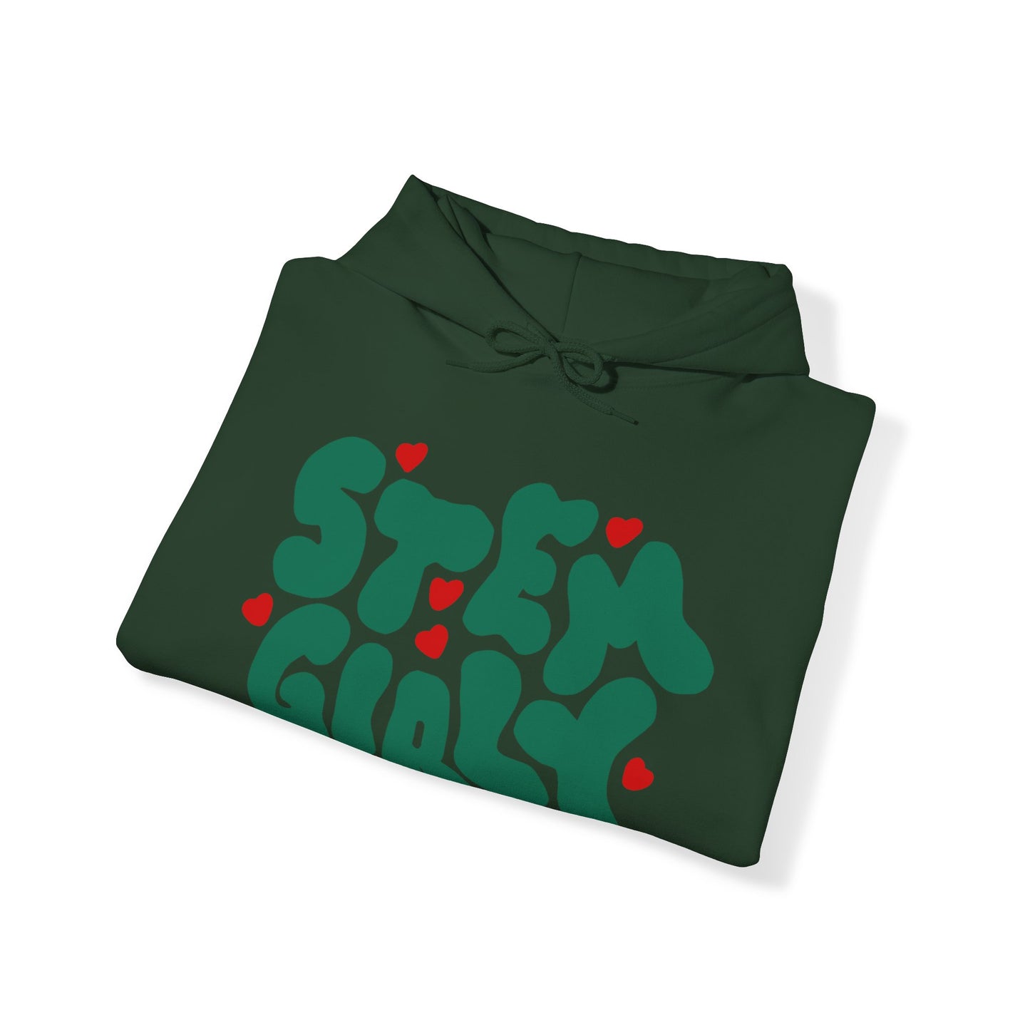 ‘STEM Girly’ in Green with Red Hearts